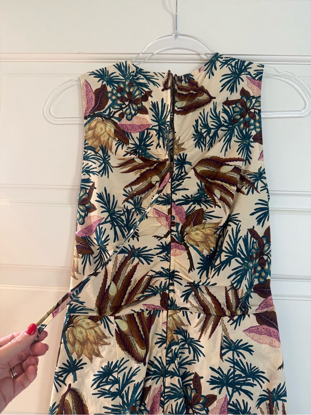 Ulla Johnson Cream Maxi Dress with Green and Pink Botanical Print - Picture 4 of 6